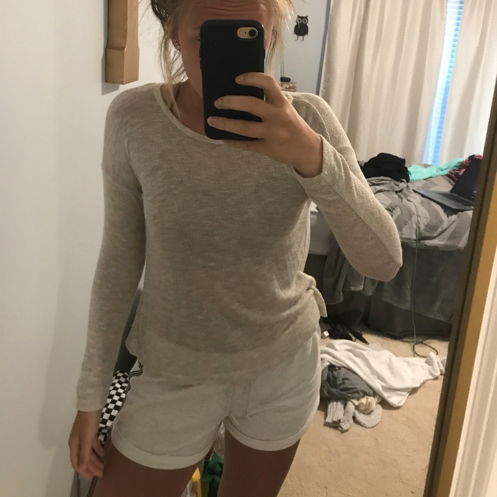 Cream Sweater w/ gold sparkle & cream sheer back